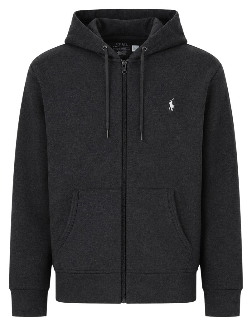 Dark Grey Zip Up Logo Hoodie 1