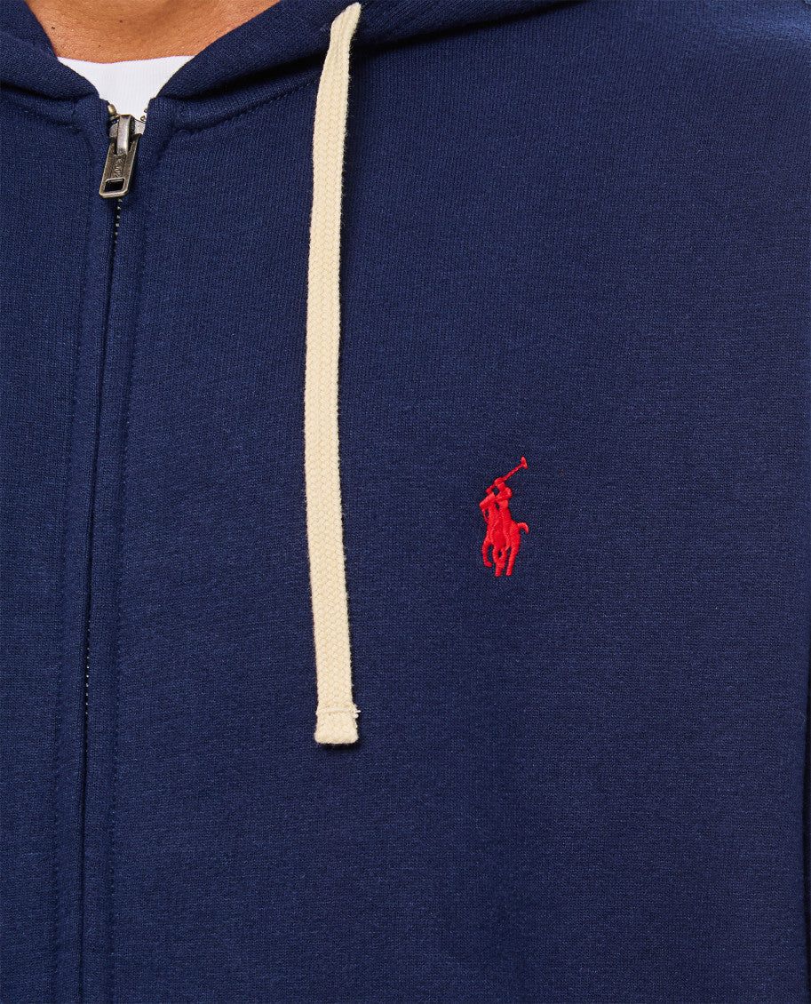 Navy Blue Zip Up Logo Hoodie 3