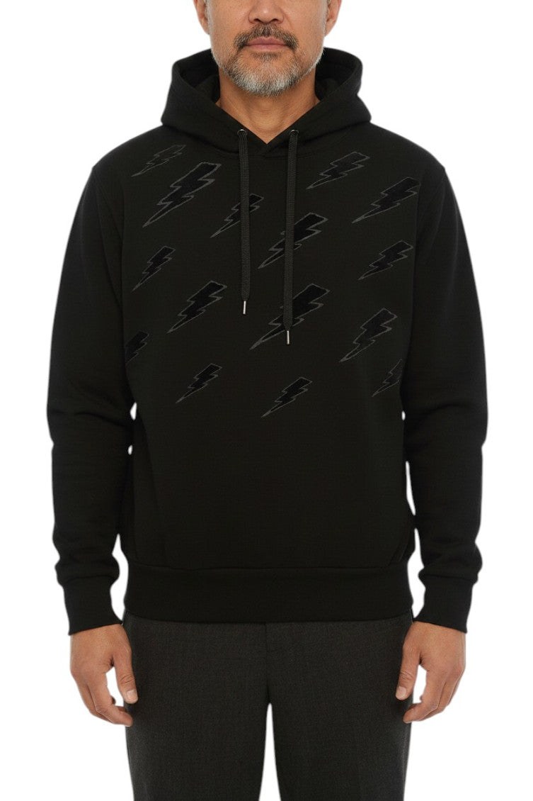 Black Slim Printed Hoodie 1