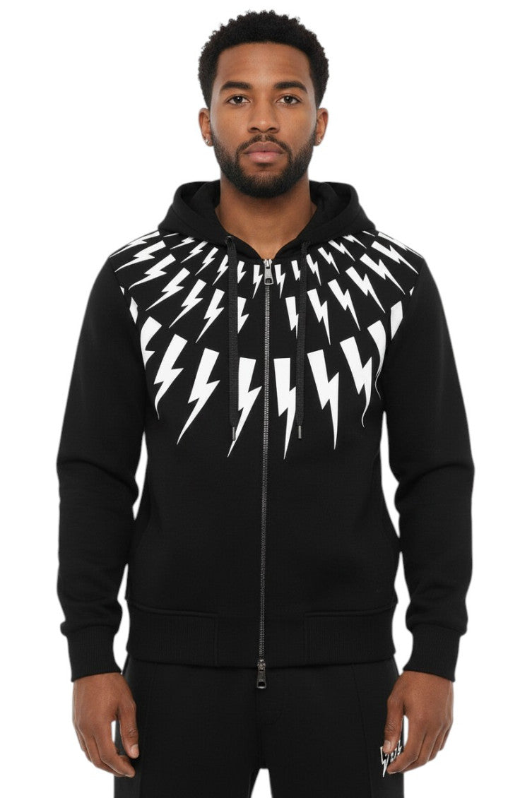 Black Slim Zip Up Hoodie 1