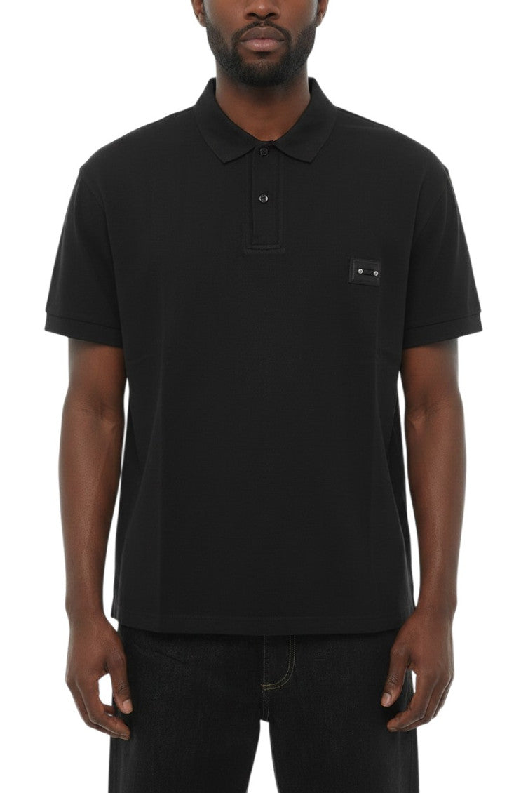 Black Solid Shirt Collar Polo 1