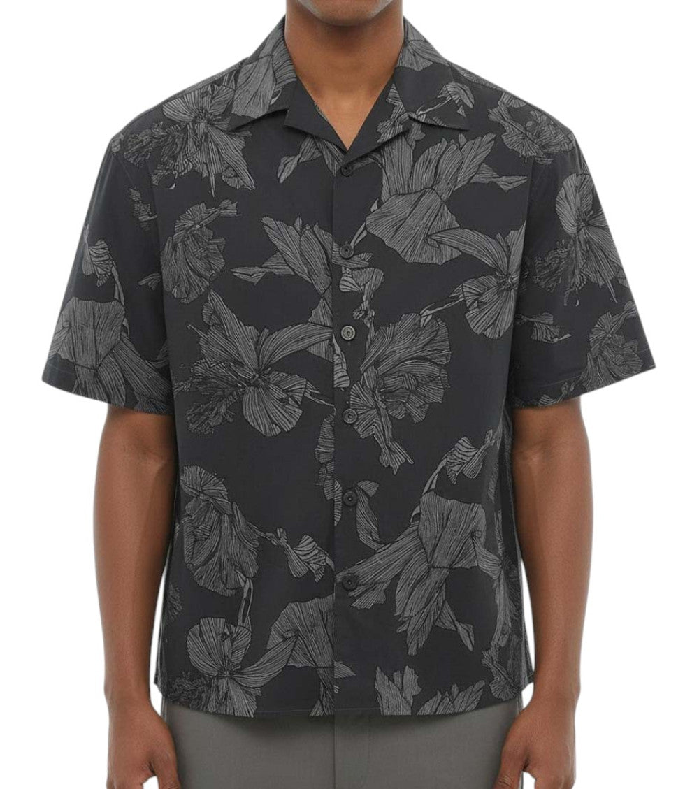Dark Grey Boxy Floral Shirt 1