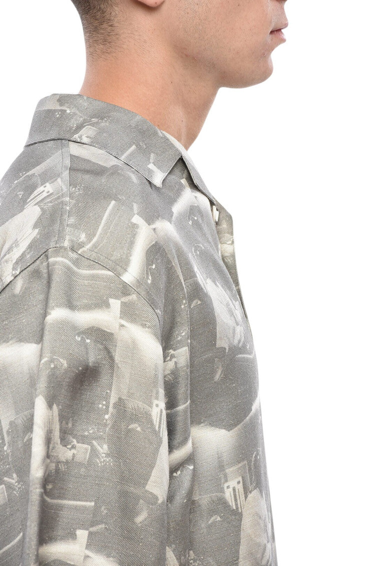 Grey Relaxed Printed Shirt 3