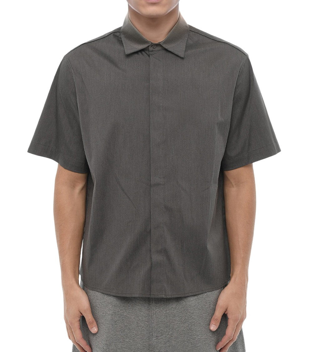 Dark Grey Loose Solid Shirt 1