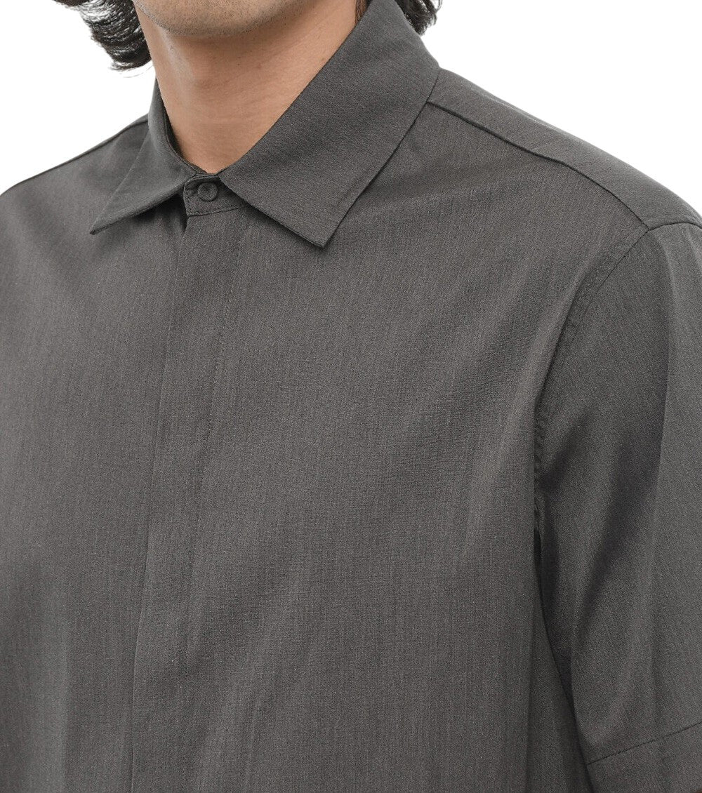 Dark Grey Loose Solid Shirt 3