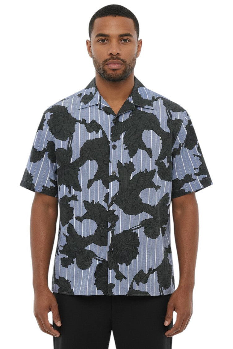 Light Blue Boxy Floral Shirt 1