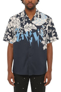 Dark Navy Loose Printed Shirt 1