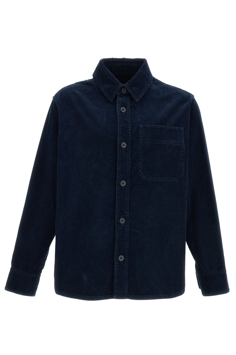 Dark Blue Relaxed Corduroy Shirt 1