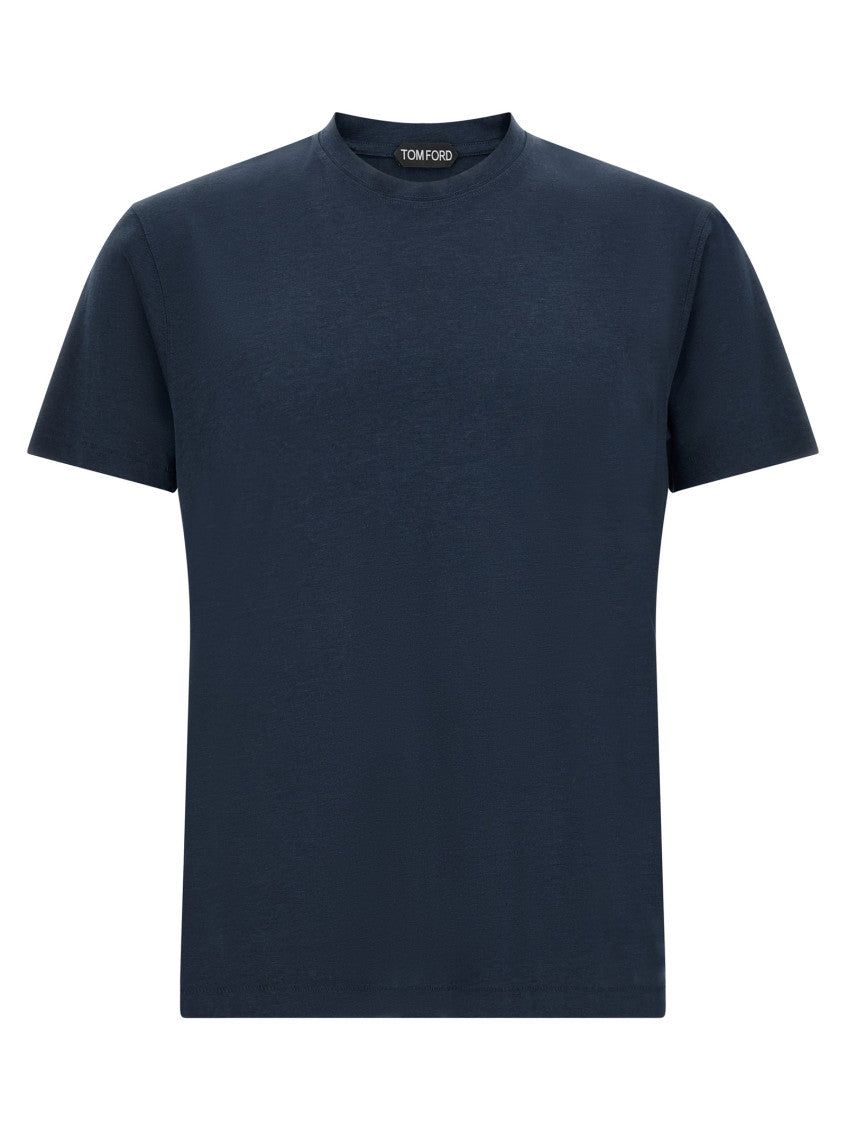 Blue Solid Crew Neck T-Shirt 1