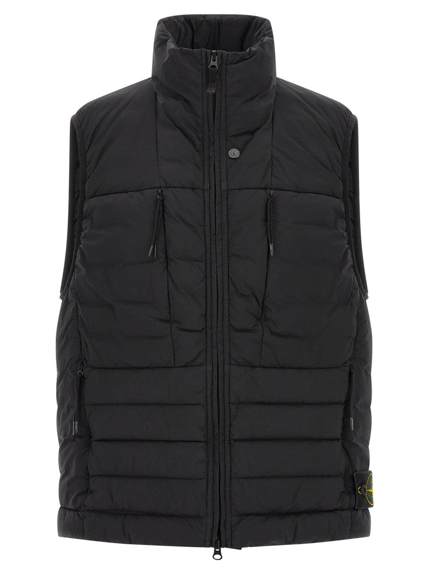 Black Quilted Sleeveless Jacket 1