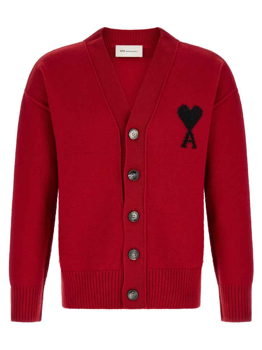Red Logo V Neck Cardigan 1