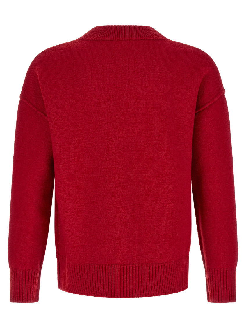 Red Logo V Neck Cardigan 2