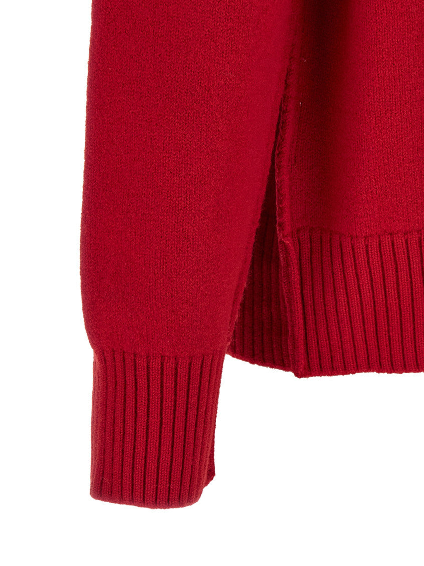 Red Logo V Neck Cardigan 4