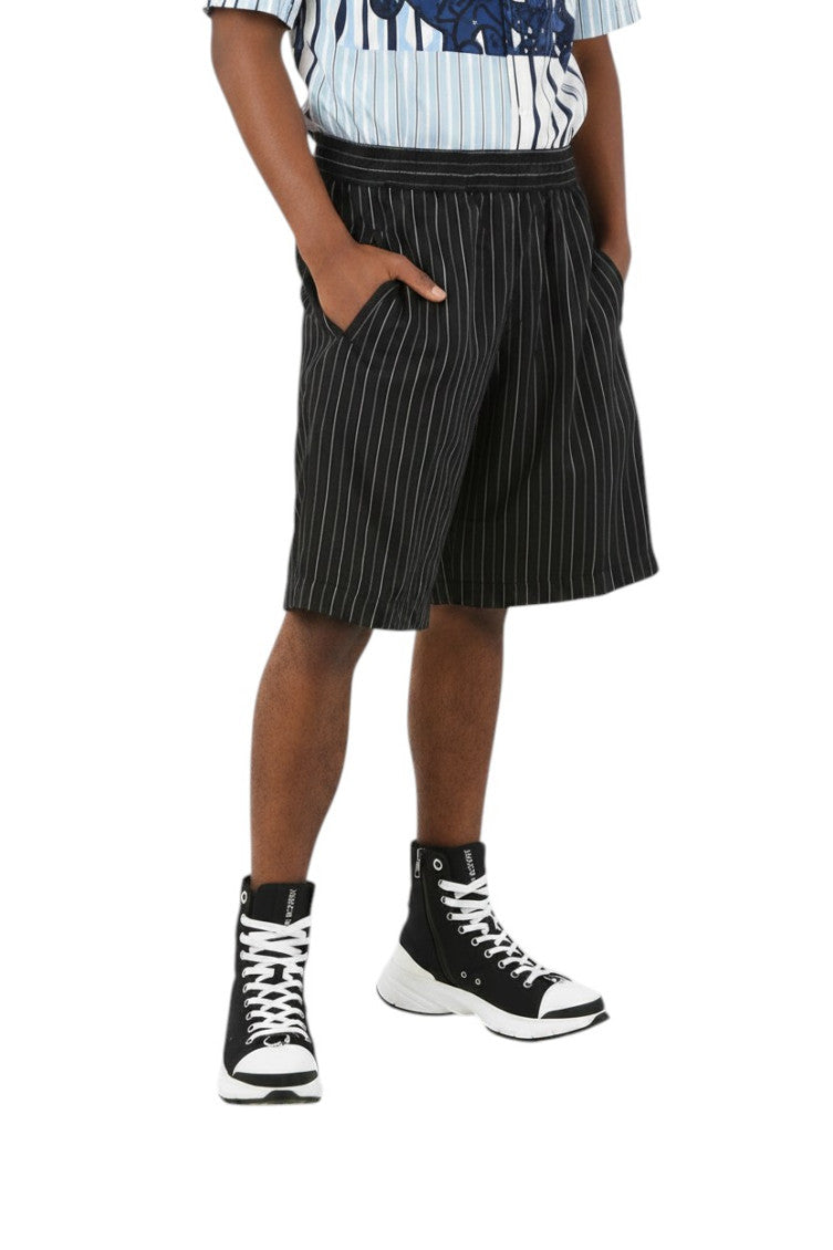 Black Relaxed Stripes Shorts 1
