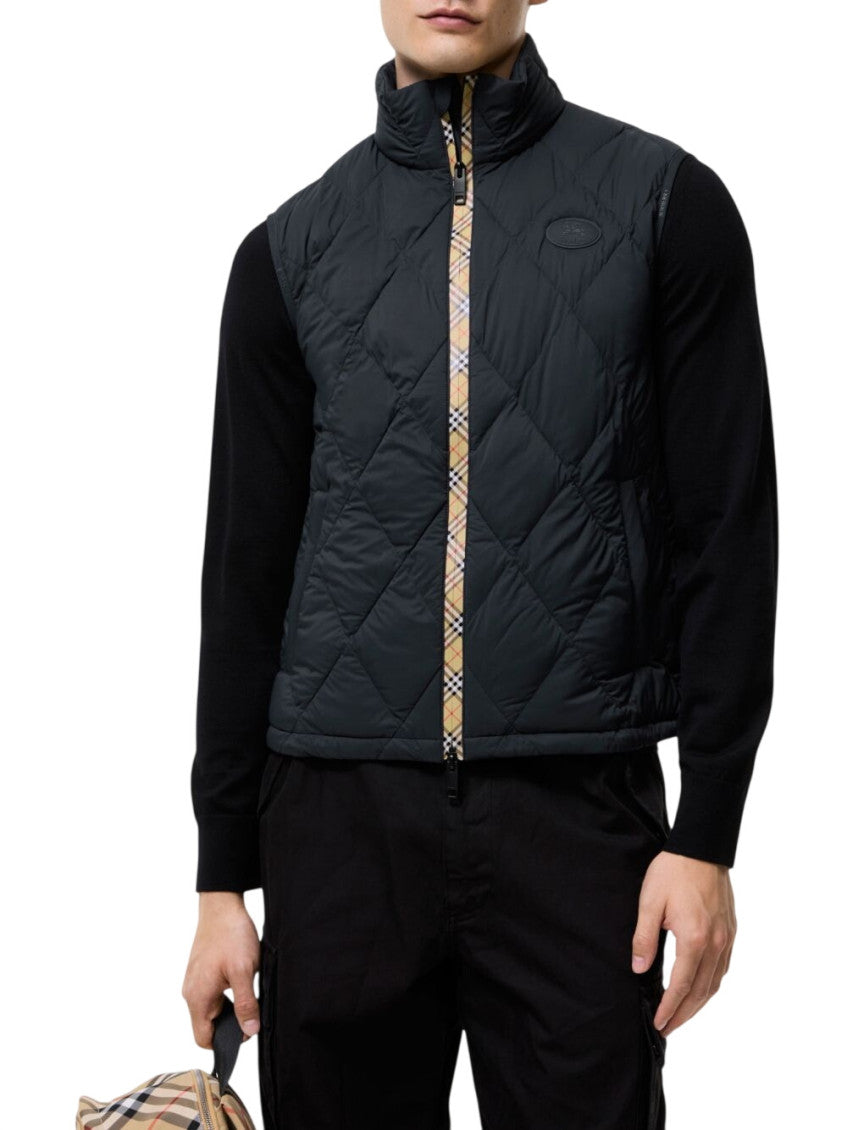 Blue Quilted Sleeveless Jacket 1