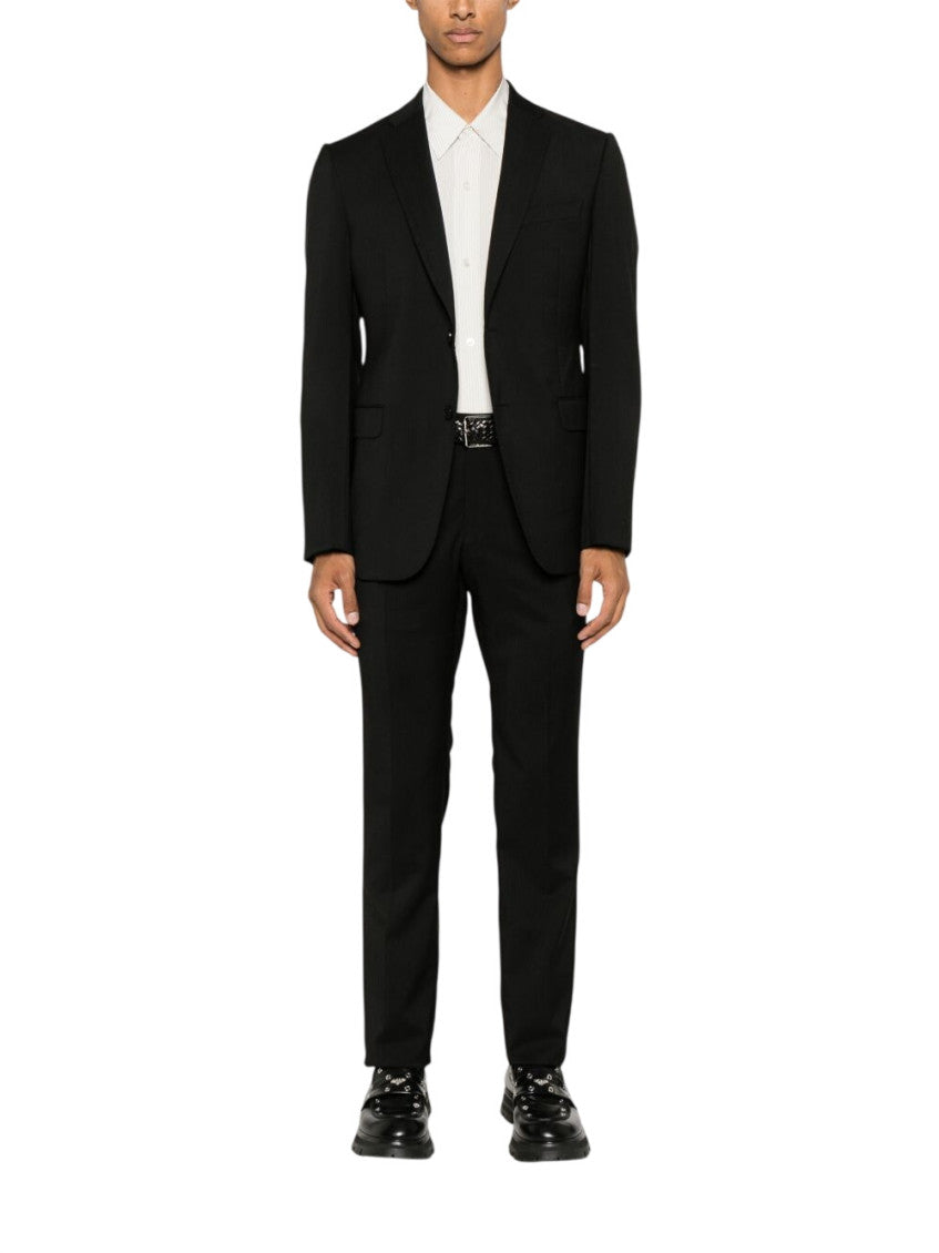 Black Solid Single Breasted Suit 1