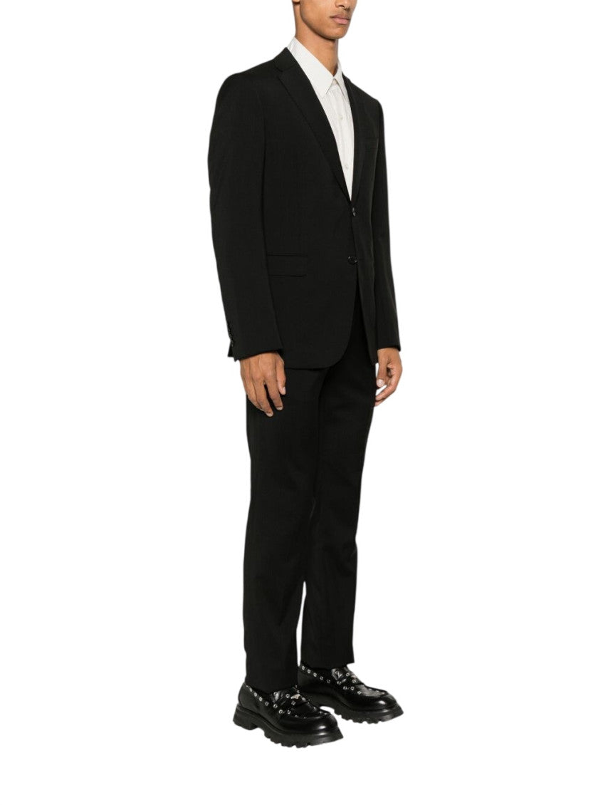 Black Solid Single Breasted Suit 2