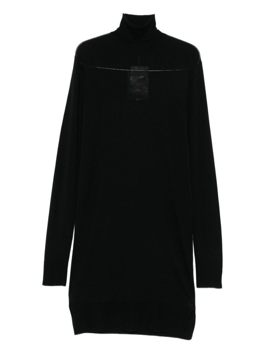 Black Wool Turtle-neck Midi Dress 1