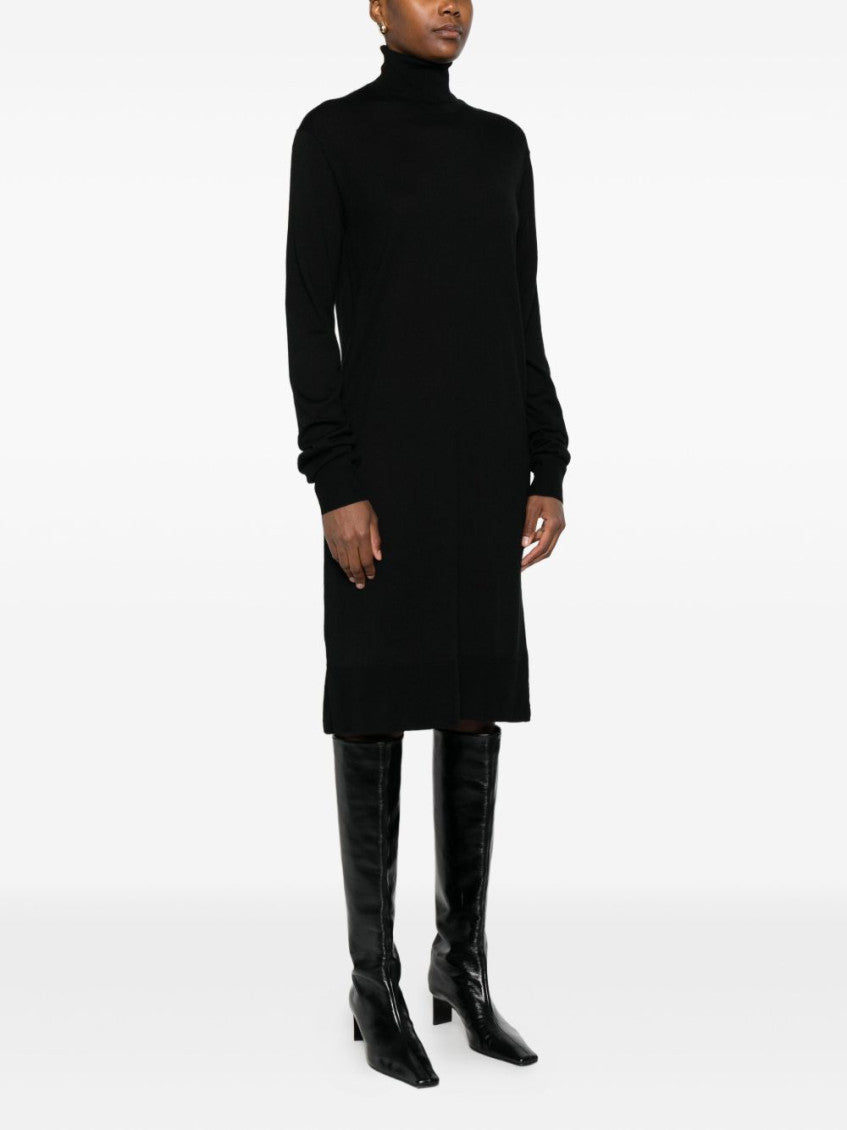 Black Wool Turtle-neck Midi Dress 3
