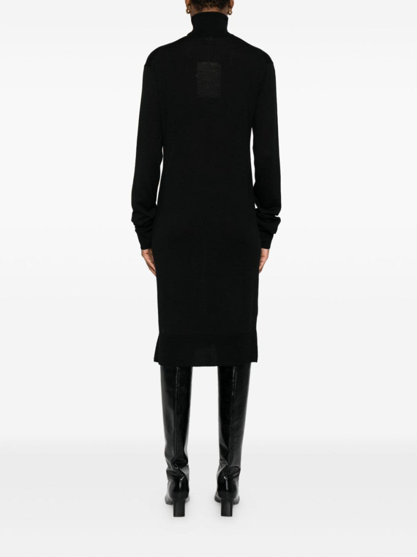 Black Wool Turtle-neck Midi Dress 5