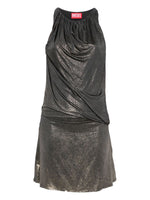 Grey Metallic-effect Draped Dress 1
