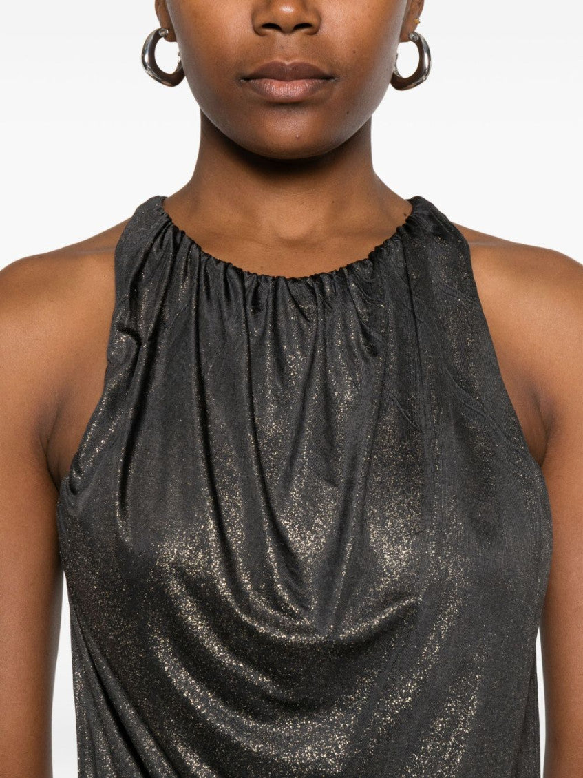 Grey Metallic-effect Draped Dress 2