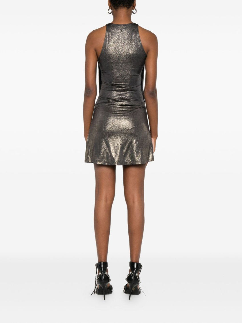 Grey Metallic-effect Draped Dress 5
