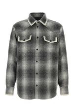 Grey Embroidered Flannel Check Shirt 1
