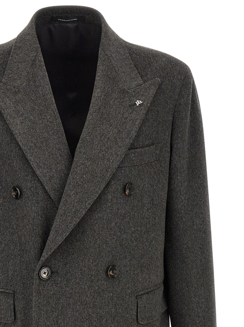 Grey Peaked Lapel Coat 3