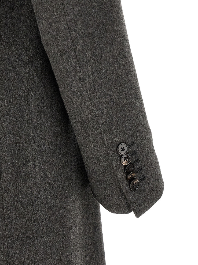 Grey Peaked Lapel Coat 4