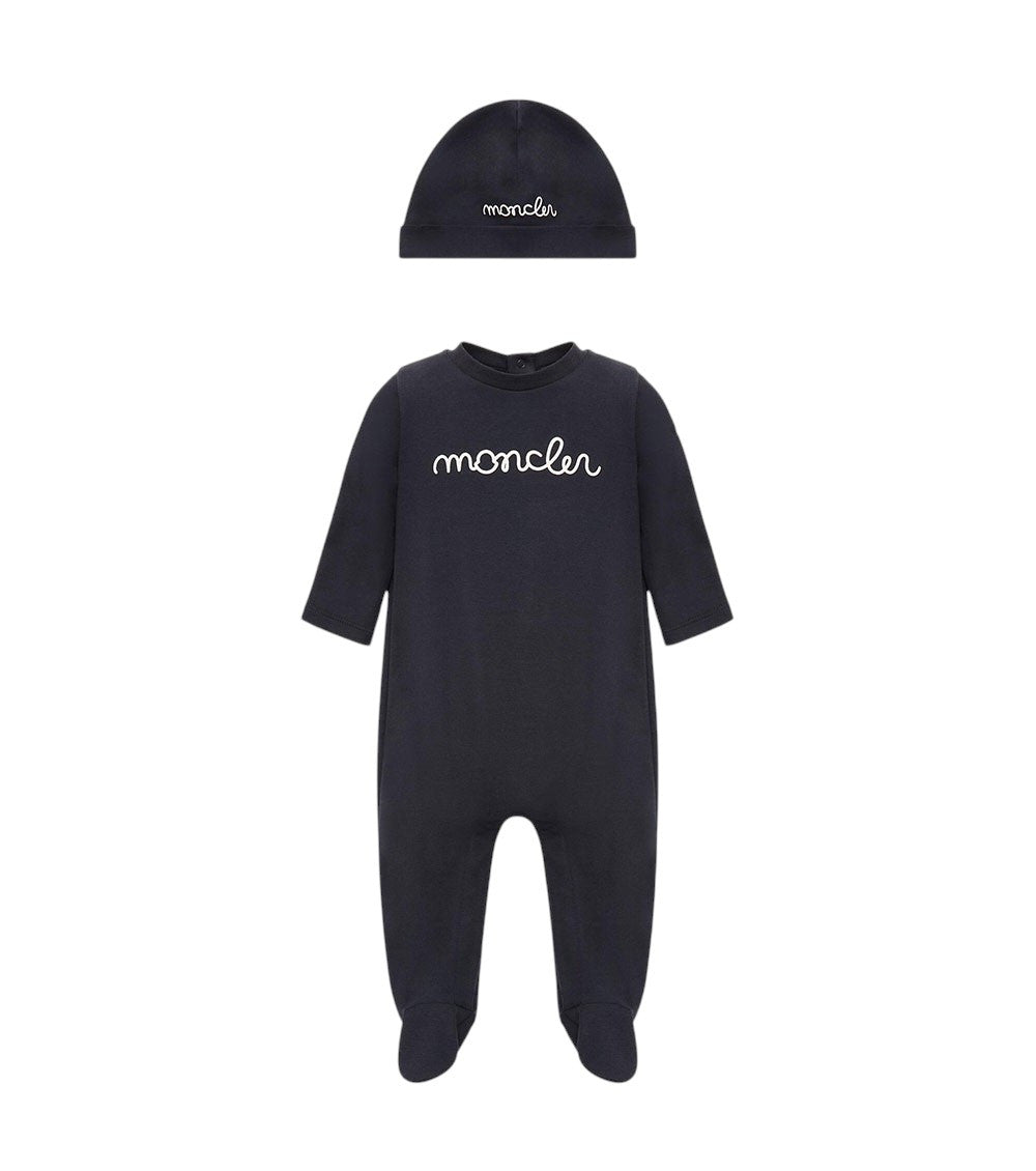 2-piece Navy Blue Logo Romper/Hat Sets (Babies) 1