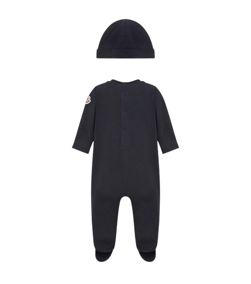 2-piece Navy Blue Logo Romper/Hat Sets (Babies) 2