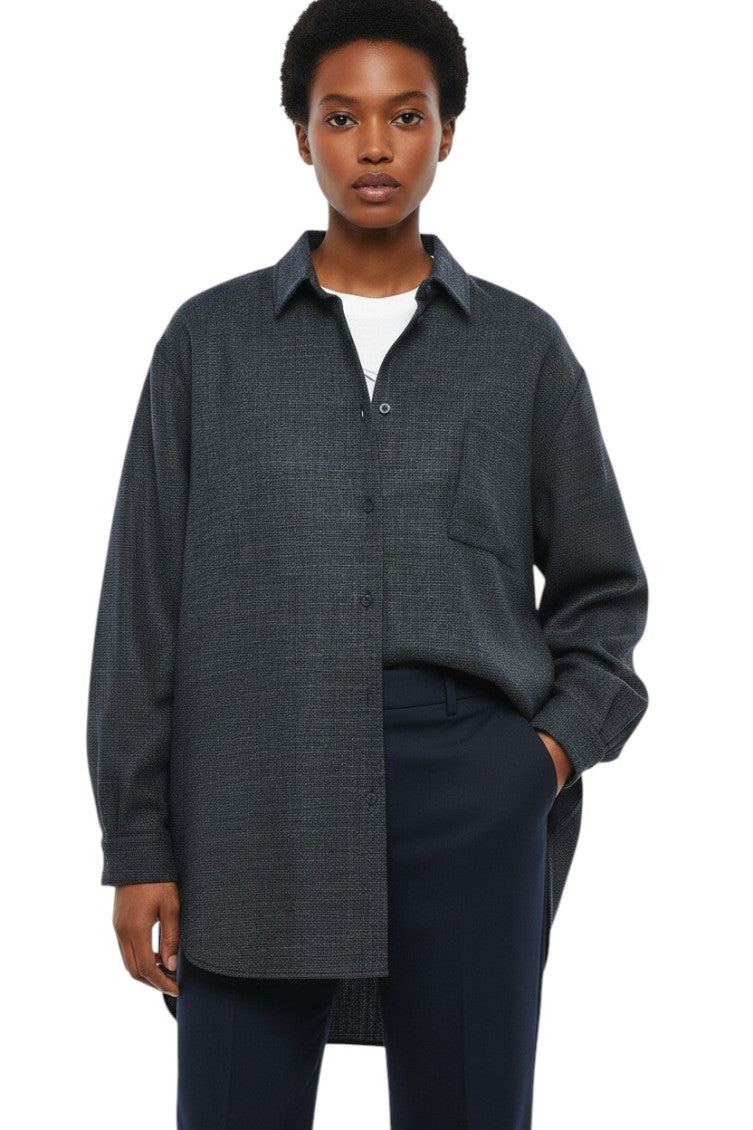 Blue Oversized Textured Shirt 1