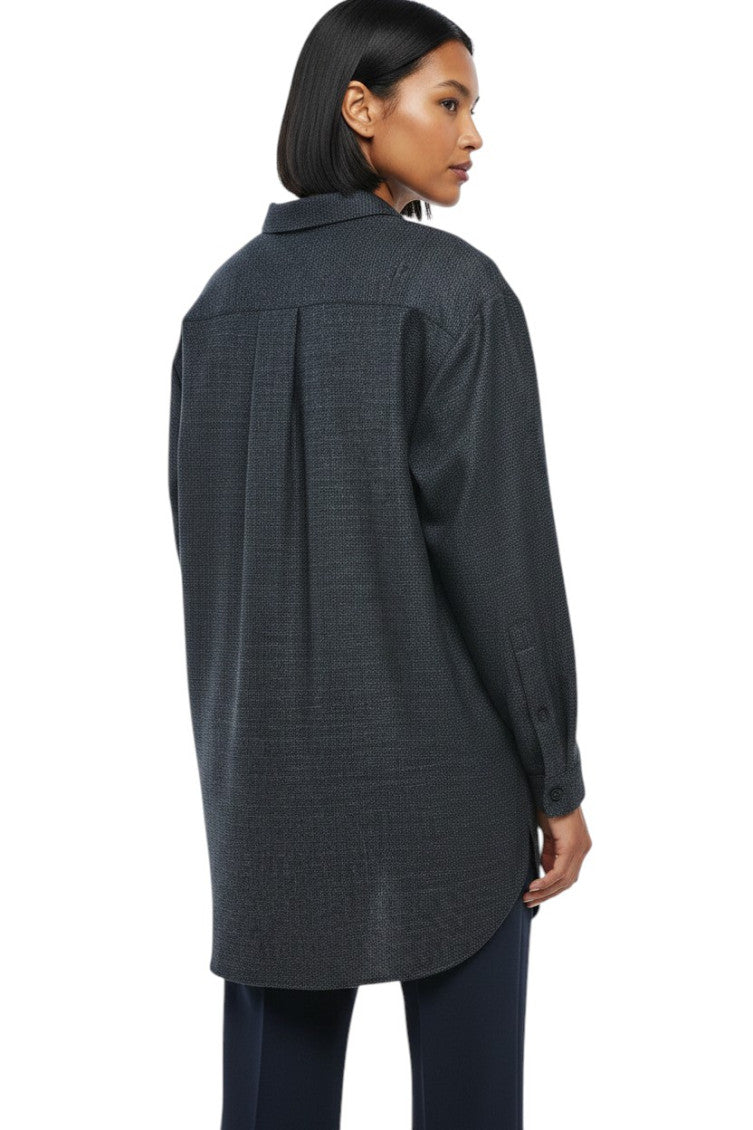 Blue Oversized Textured Shirt 2