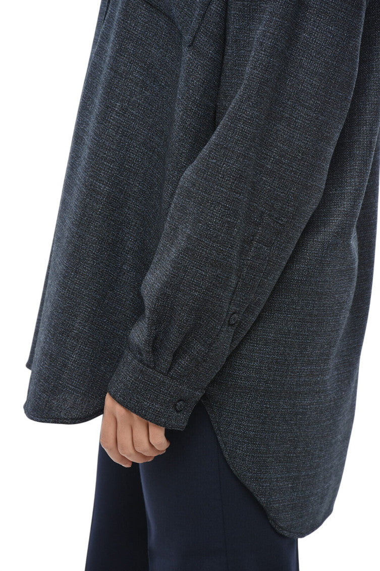 Blue Oversized Textured Shirt 3