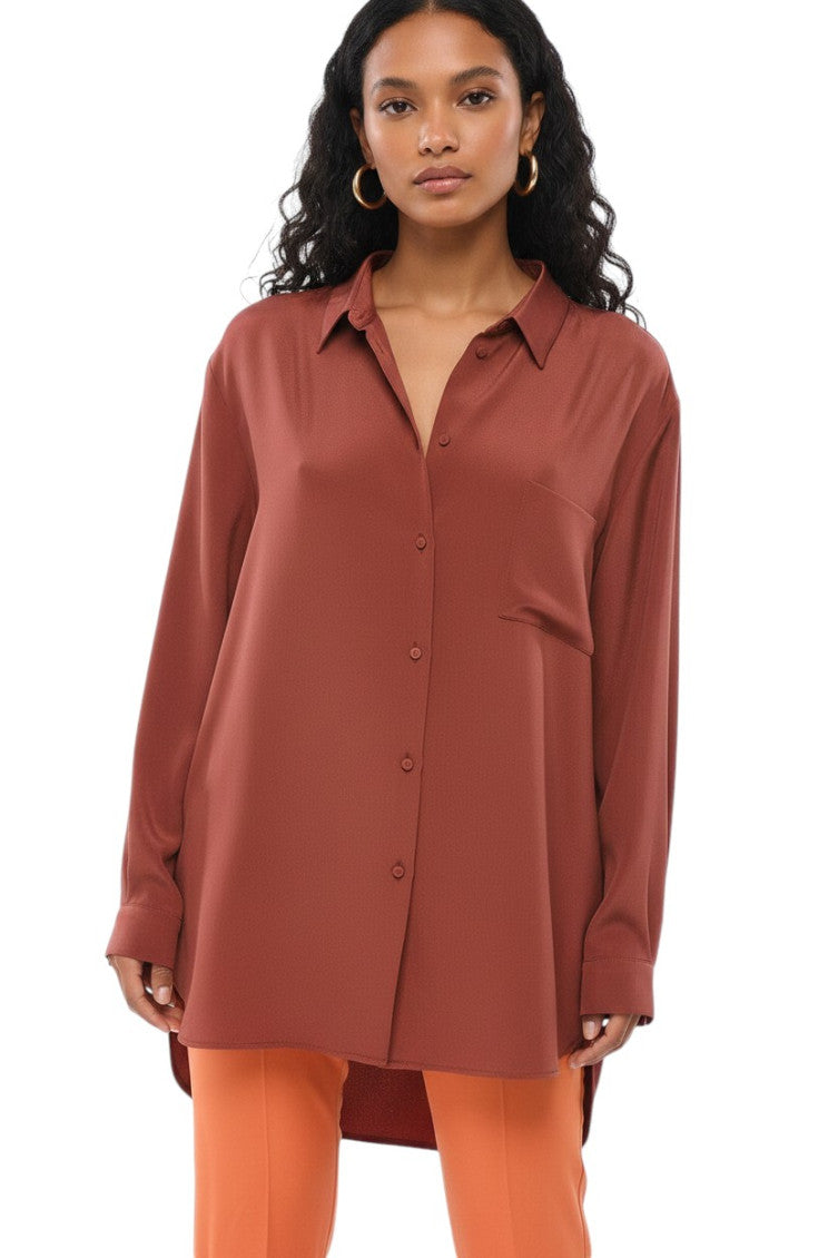 Red Oversized Solid Shirt 1