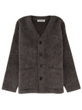 Grey V Neck Fleece Cardigan 1