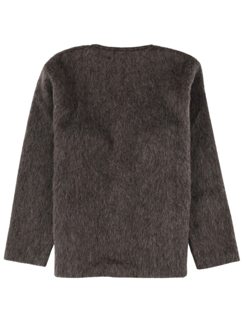 Grey V Neck Fleece Cardigan 2