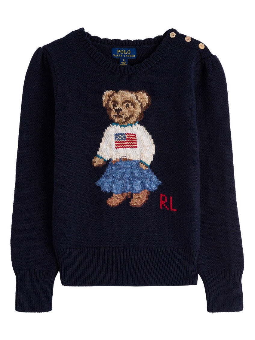 Girls Navy Blue Embroidered Sweatshirt 1