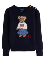 Girls Navy Blue Embroidered Sweatshirt 1