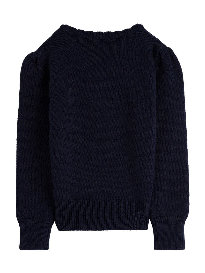 Girls Navy Blue Embroidered Sweatshirt 2