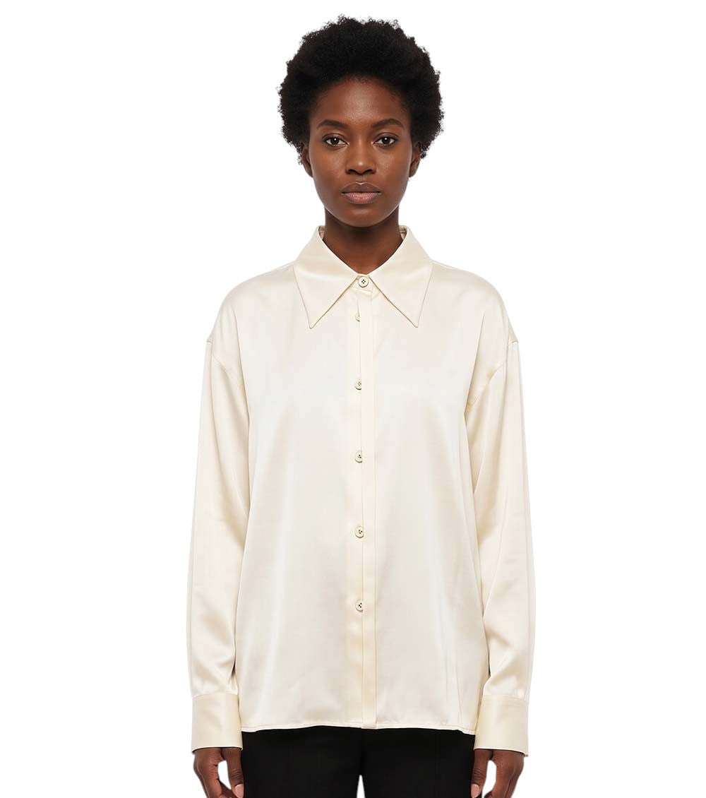 Off White Loose Solid Shirt 1