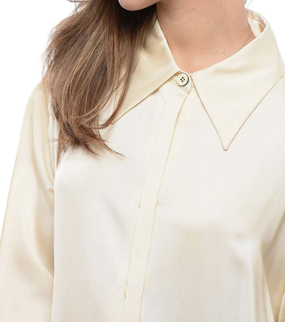 Off White Loose Solid Shirt 3