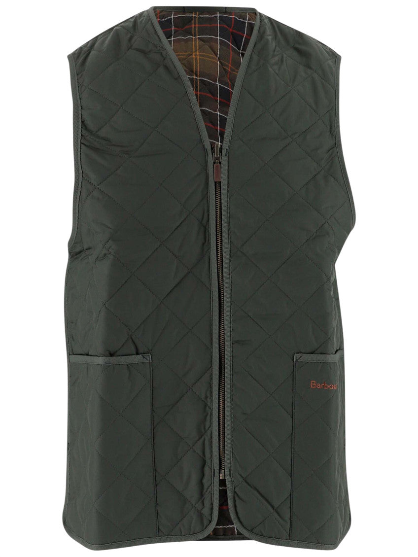 Olive Quilted Sleeveless Jacket 1