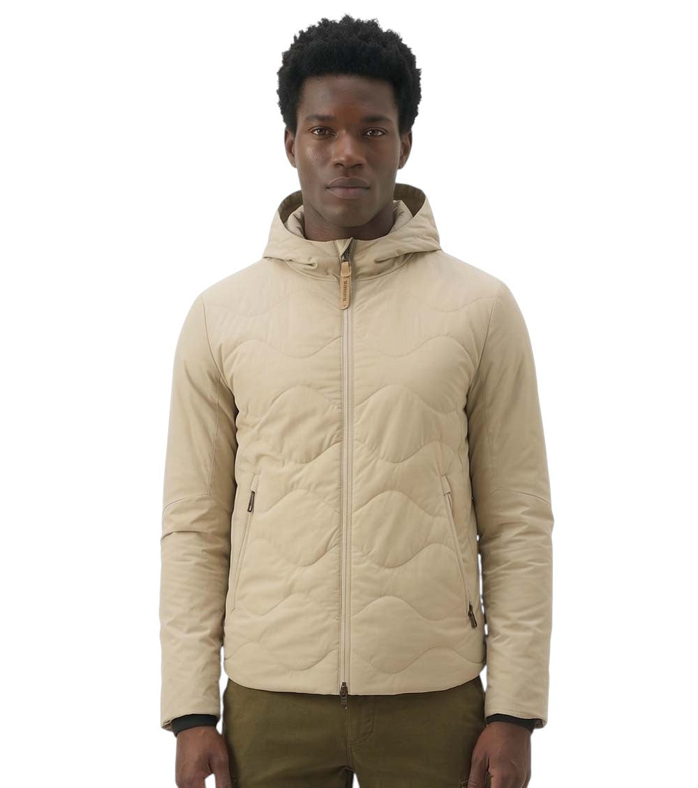Beige Quilted Hood Jacket 1