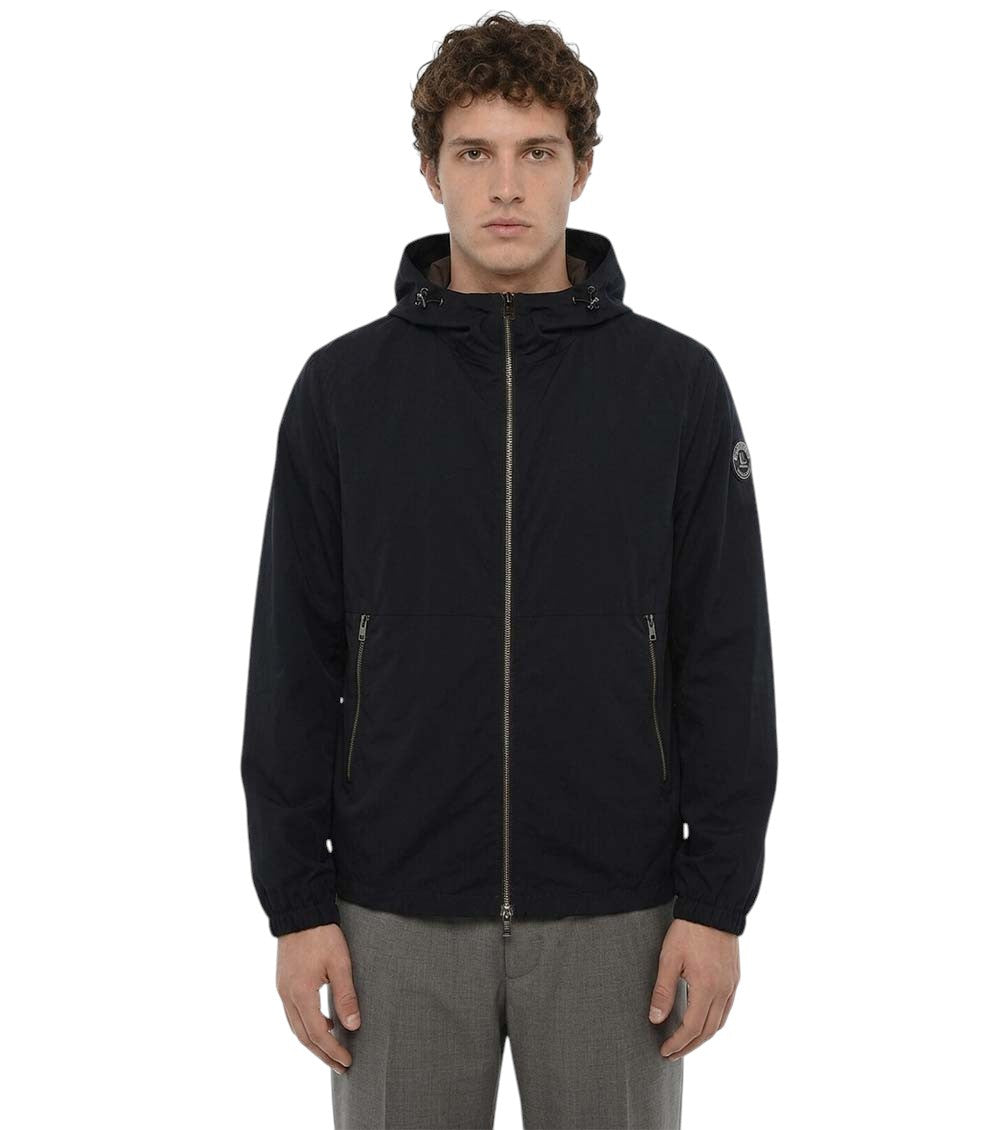 Blue Solid Hood Jacket 1
