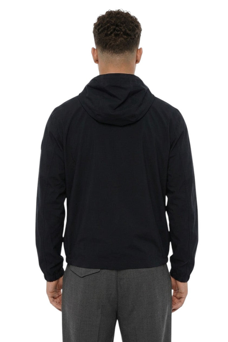 Blue Solid Hood Jacket 2