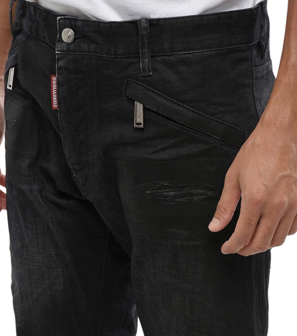 Black Slim Mid Rise Jeans 3