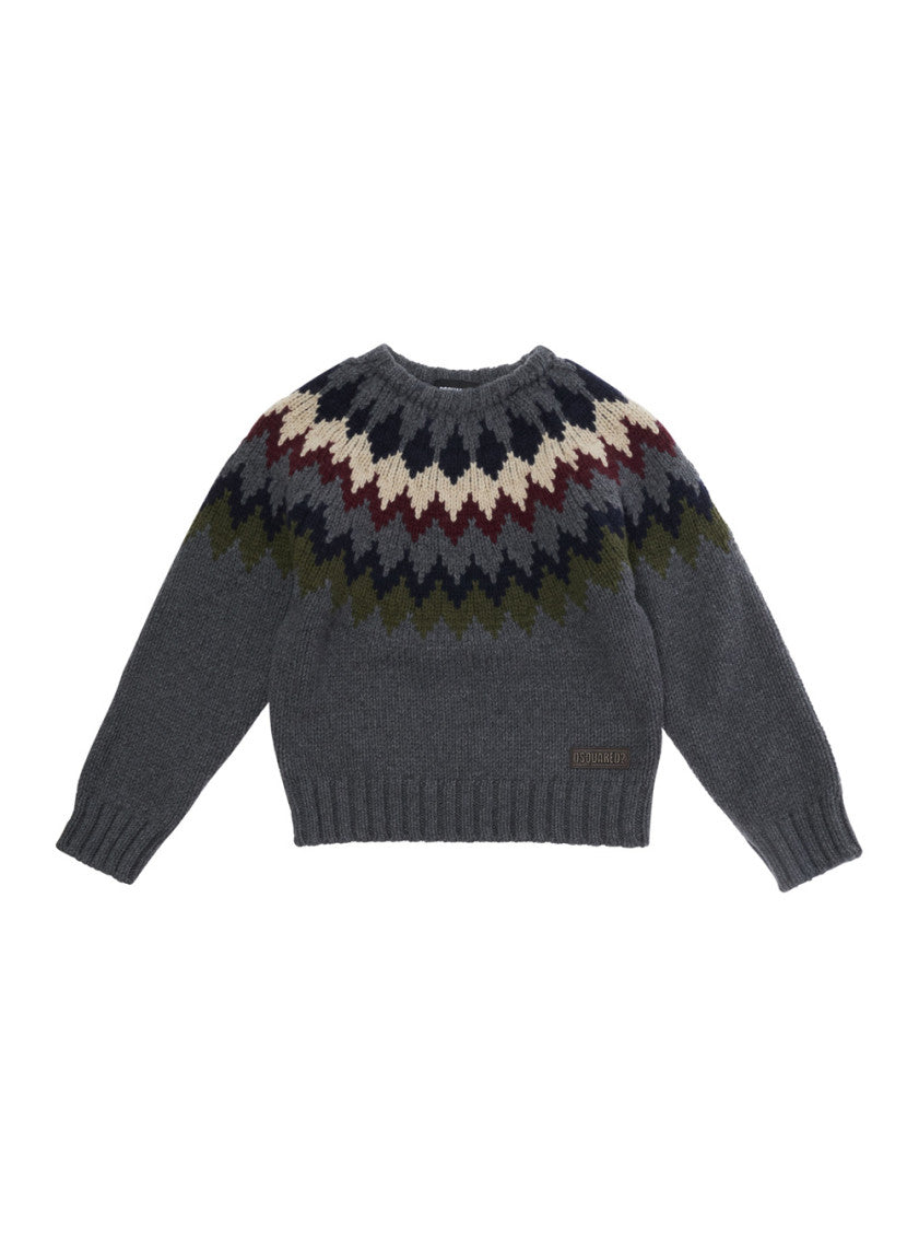 Kids Grey Geometric Sweater 1