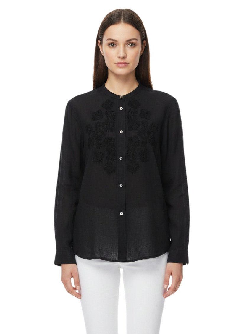 Black Regular Embroidered Shirt 1